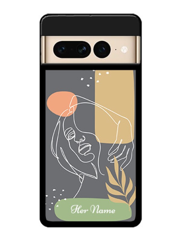 Custom Google Pixel 7 Pro 5G Custom Glass Phone Case - Gazing Woman Line Art Design