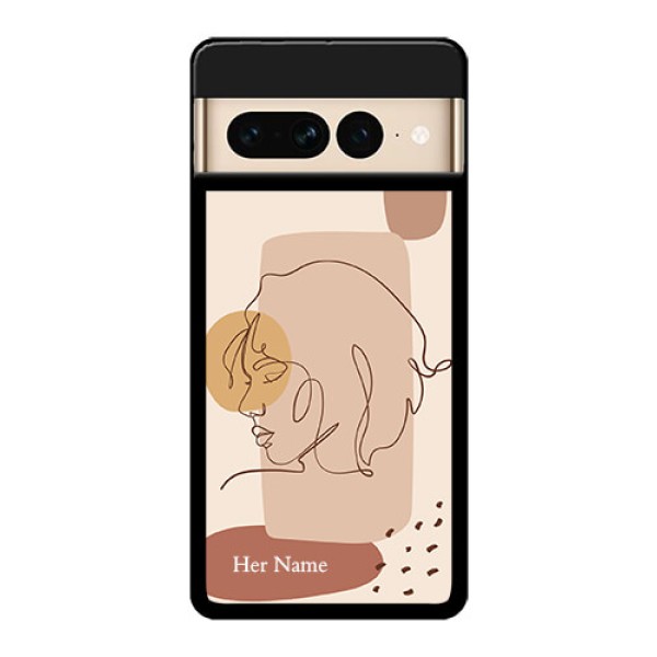 Google Pixel 7 Pro 5G Custom Glass Phone Case - Calm Woman Line Art Design
