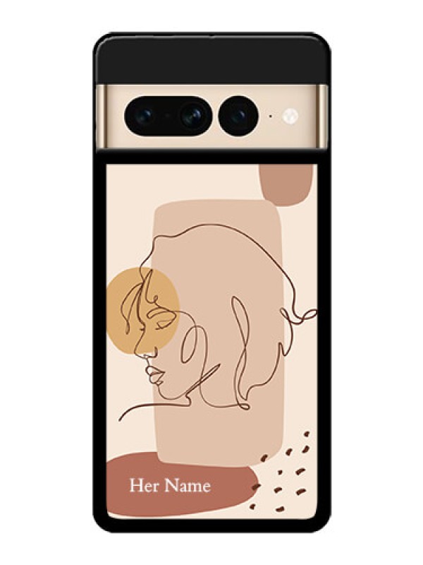 Custom Google Pixel 7 Pro 5G Custom Glass Phone Case - Calm Woman Line Art Design