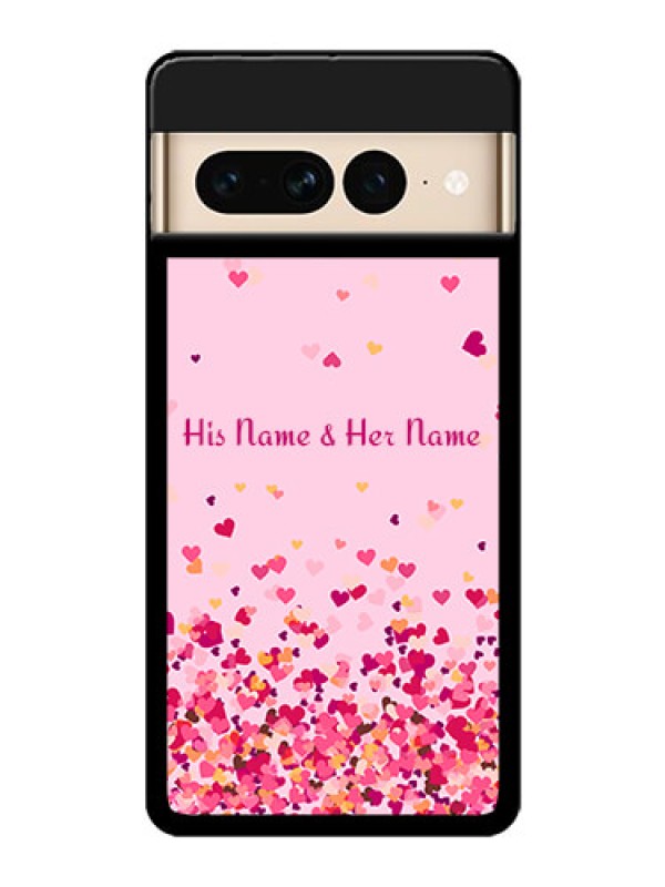 Custom Google Pixel 7 Pro 5G Custom Glass Phone Case - Floating Hearts Design