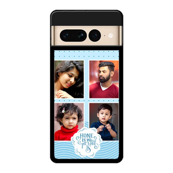 Google Pixel 7 Pro 5G Custom Glass Phone Case - Cute Love Quote With 4 Pic Upload Design