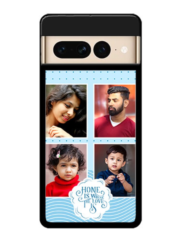Custom Google Pixel 7 Pro 5G Custom Glass Phone Case - Cute Love Quote With 4 Pic Upload Design