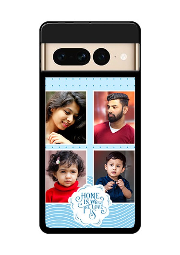 Google Pixel 7 Pro 5G Custom Glass Phone Case - Cute Love Quote With 4 Pic Upload Design