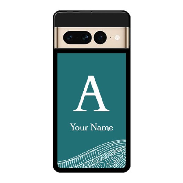 Google Pixel 7 Pro 5G Custom Glass Phone Case - Line Art Pattern With Custom Name Design