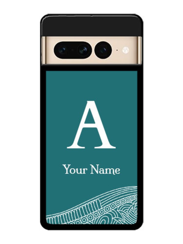 Custom Google Pixel 7 Pro 5G Custom Glass Phone Case - Line Art Pattern With Custom Name Design