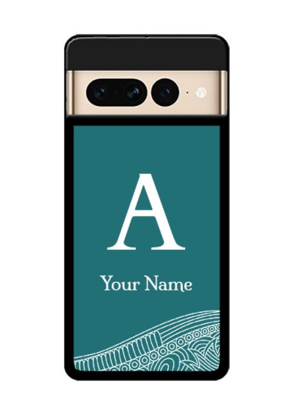 Google Pixel 7 Pro 5G Custom Glass Phone Case - Line Art Pattern With Custom Name Design