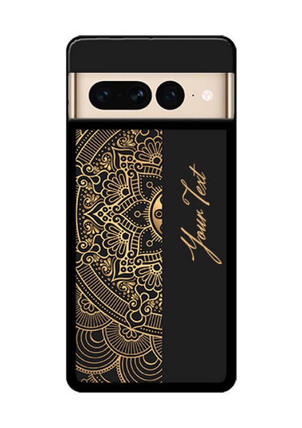 Google Pixel 7 Pro 5G Custom Glass Phone Case - Mandala Art With Custom Text Design