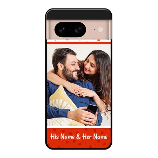 Google Pixel 8 5G Custom Glass Phone Case - Orange Love Symbol Design