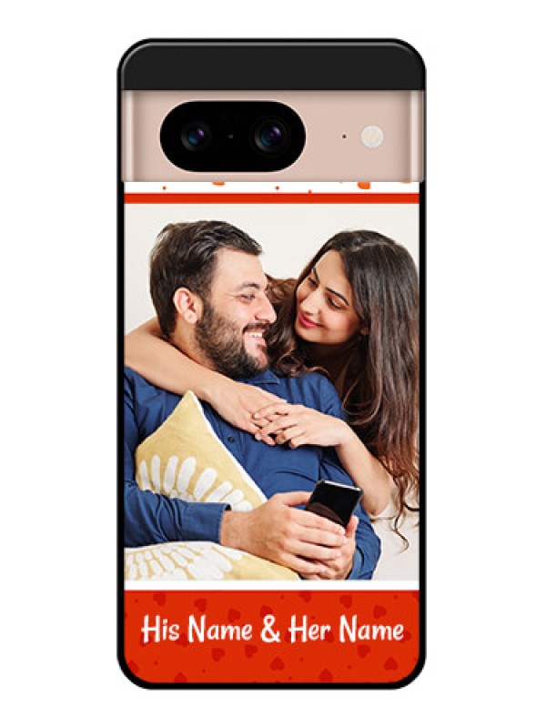 Custom Google Pixel 8 5G Custom Glass Phone Case - Orange Love Symbol Design