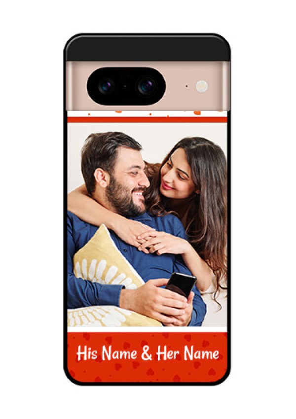 Google Pixel 8 5G Custom Glass Phone Case - Orange Love Symbol Design