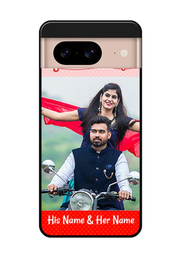 Google Pixel 8 5G Custom Glass Phone Case - Red Pattern Case Design