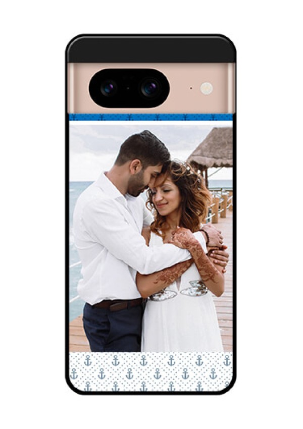 Google Pixel 8 5G Custom Glass Phone Case - Blue Anchors Design