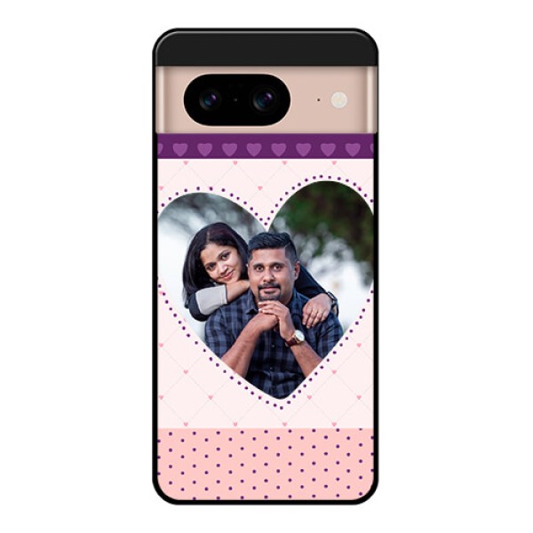 Google Pixel 8 5G Custom Glass Phone Case - Violet Love Dots Design