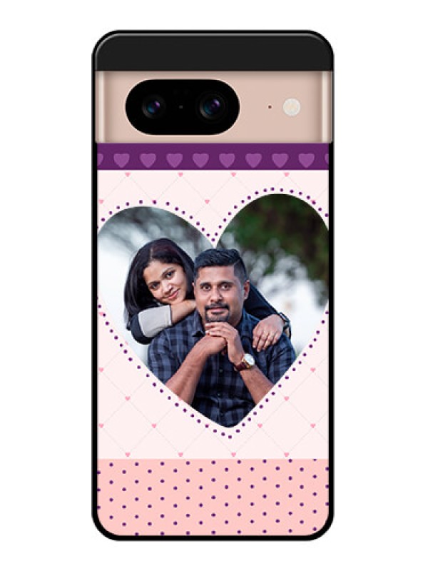 Custom Google Pixel 8 5G Custom Glass Phone Case - Violet Love Dots Design