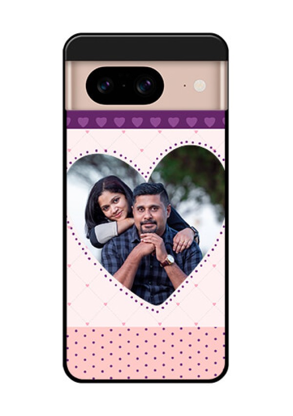 Google Pixel 8 5G Custom Glass Phone Case - Violet Love Dots Design