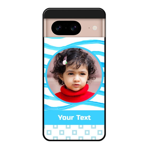 Google Pixel 8 5G Custom Glass Phone Case - Simple Blue Case Design