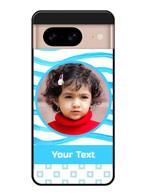 Custom Google Pixel 8 5G Custom Glass Phone Case - Simple Blue Case Design