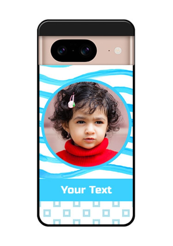 Google Pixel 8 5G Custom Glass Phone Case - Simple Blue Case Design