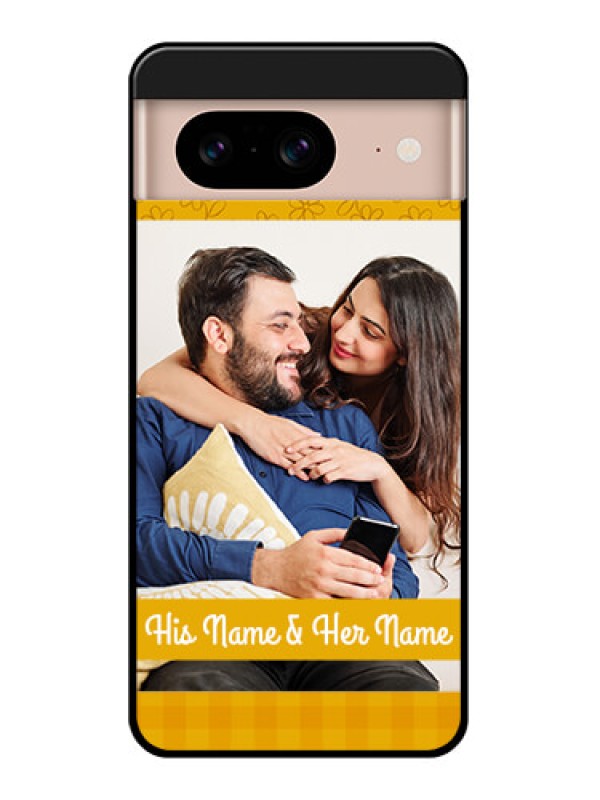 Custom Google Pixel 8 5G Custom Glass Phone Case - Yellow Floral Design