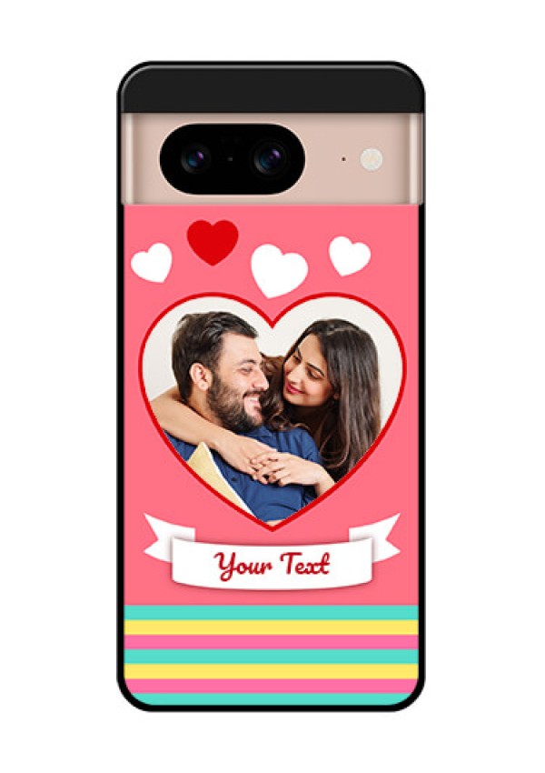 Google Pixel 8 5G Custom Glass Phone Case - Love Shapes Doodle Design