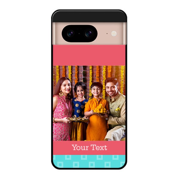 Google Pixel 8 5G Custom Glass Phone Case - Peach and Blue Color Design