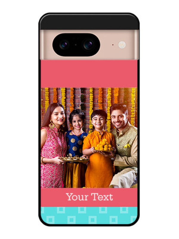 Custom Google Pixel 8 5G Custom Glass Phone Case - Peach and Blue Color Design