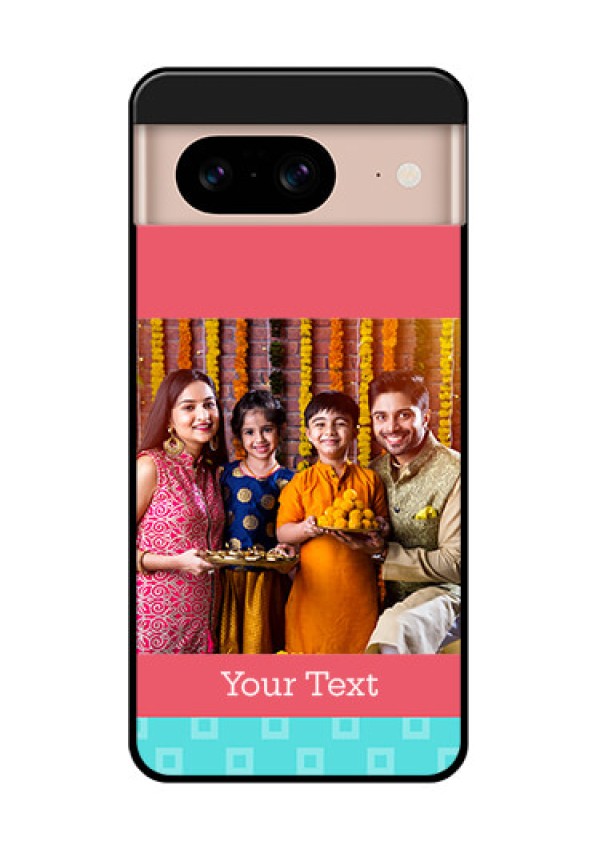 Google Pixel 8 5G Custom Glass Phone Case - Peach and Blue Color Design