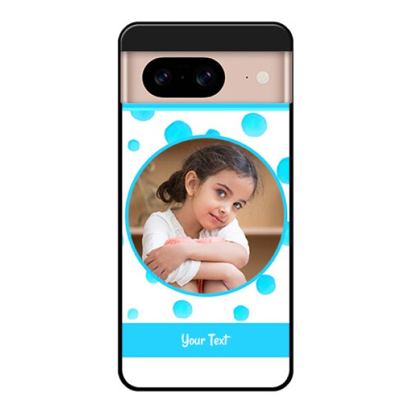 Google Pixel 8 5G Custom Glass Phone Case - Blue Bubbles Pattern Design