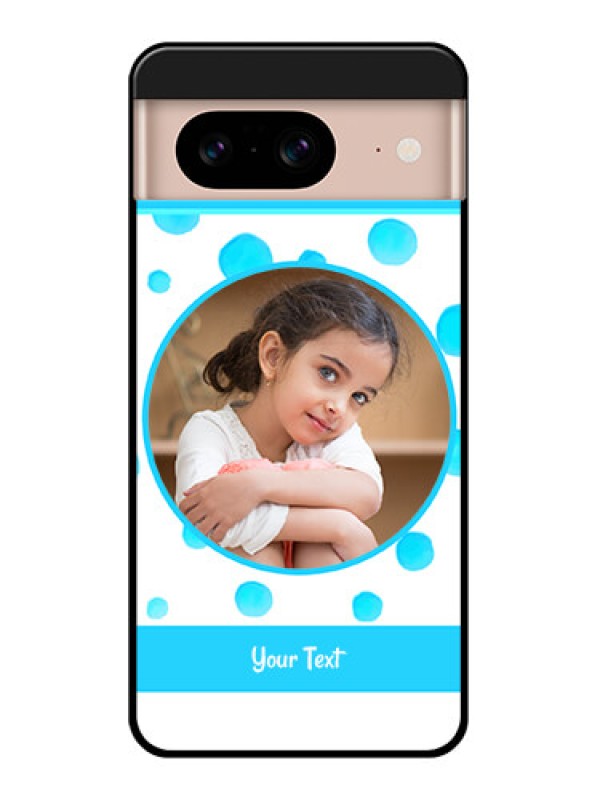 Custom Google Pixel 8 5G Custom Glass Phone Case - Blue Bubbles Pattern Design