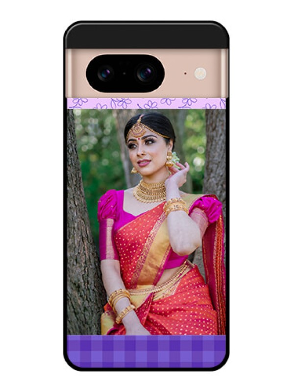 Custom Google Pixel 8 5G Custom Glass Phone Case - Purple Floral Design