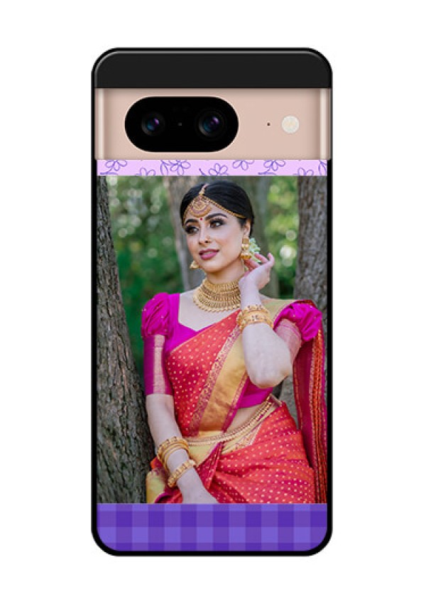 Google Pixel 8 5G Custom Glass Phone Case - Purple Floral Design