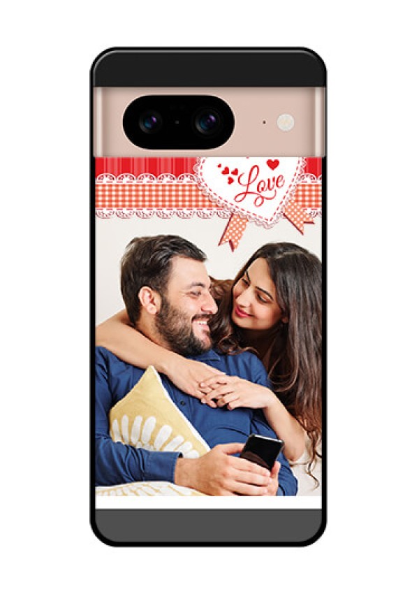 Google Pixel 8 5G Custom Glass Phone Case - Red Love Pattern Design
