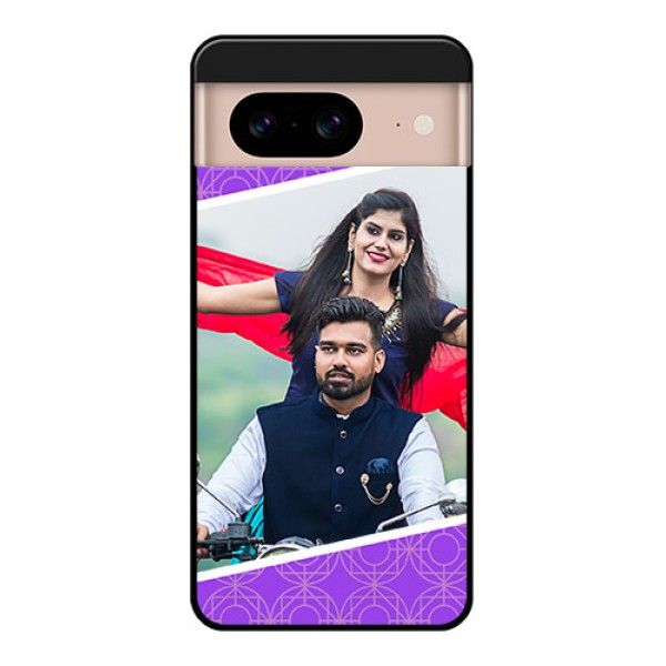 Google Pixel 8 5G Custom Glass Phone Case - Violet Color Pattern Design