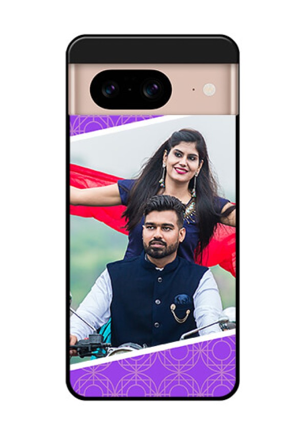 Google Pixel 8 5G Custom Glass Phone Case - Violet Color Pattern Design