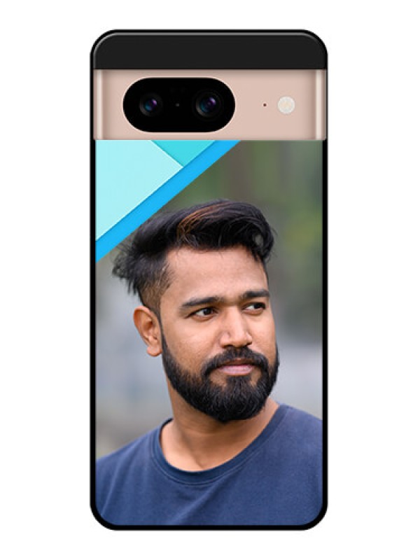 Custom Google Pixel 8 5G Custom Glass Phone Case - Blue Pattern Design