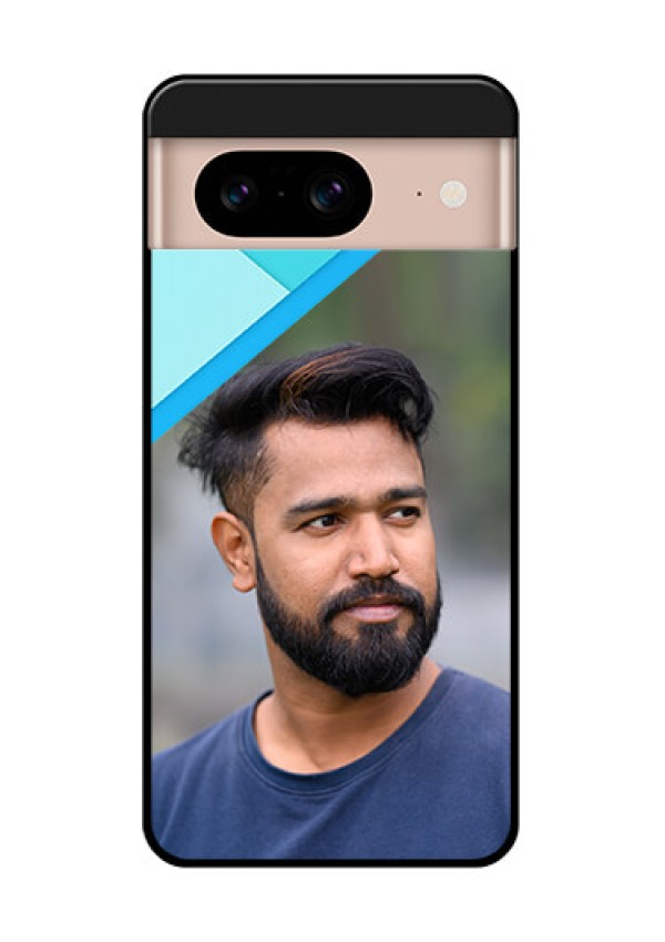 Google Pixel 8 5G Custom Glass Phone Case - Blue Pattern Design