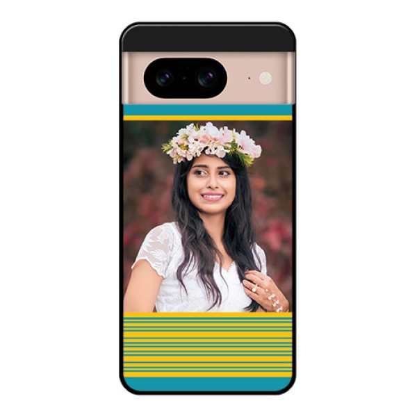 Google Pixel 8 5G Custom Glass Phone Case - Yellow and Blue Design