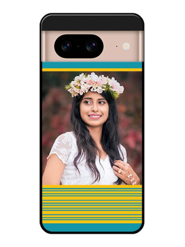 Custom Google Pixel 8 5G Custom Glass Phone Case - Yellow and Blue Design