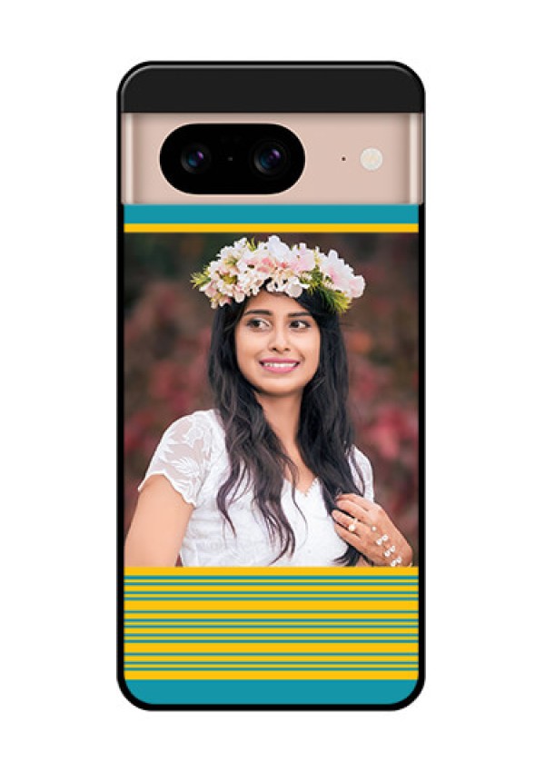Google Pixel 8 5G Custom Glass Phone Case - Yellow and Blue Design