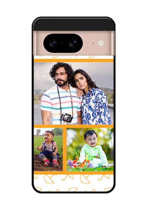 Google Pixel 8 5G Custom Glass Phone Case - Yellow Pattern Design