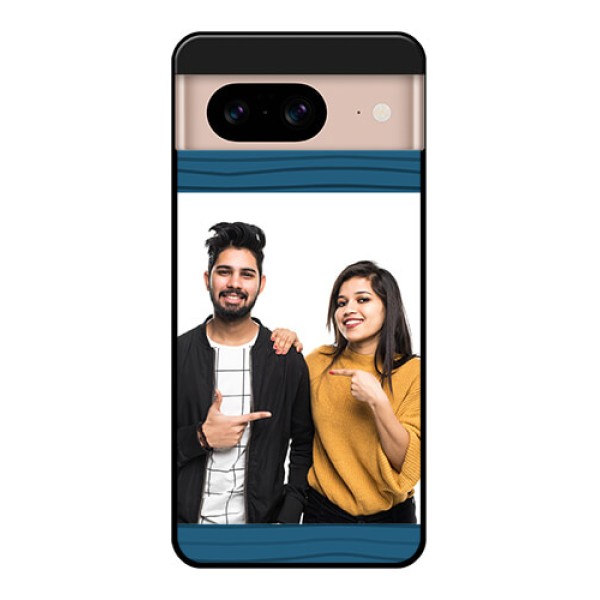 Google Pixel 8 5G Custom Glass Phone Case - Blue Pattern Cover Design