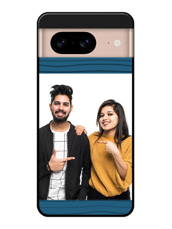 Custom Google Pixel 8 5G Custom Glass Phone Case - Blue Pattern Cover Design