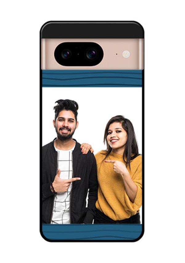 Google Pixel 8 5G Custom Glass Phone Case - Blue Pattern Cover Design