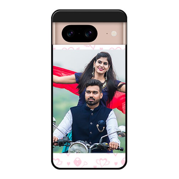 Google Pixel 8 5G Custom Glass Phone Case - Pink Flying Heart Design