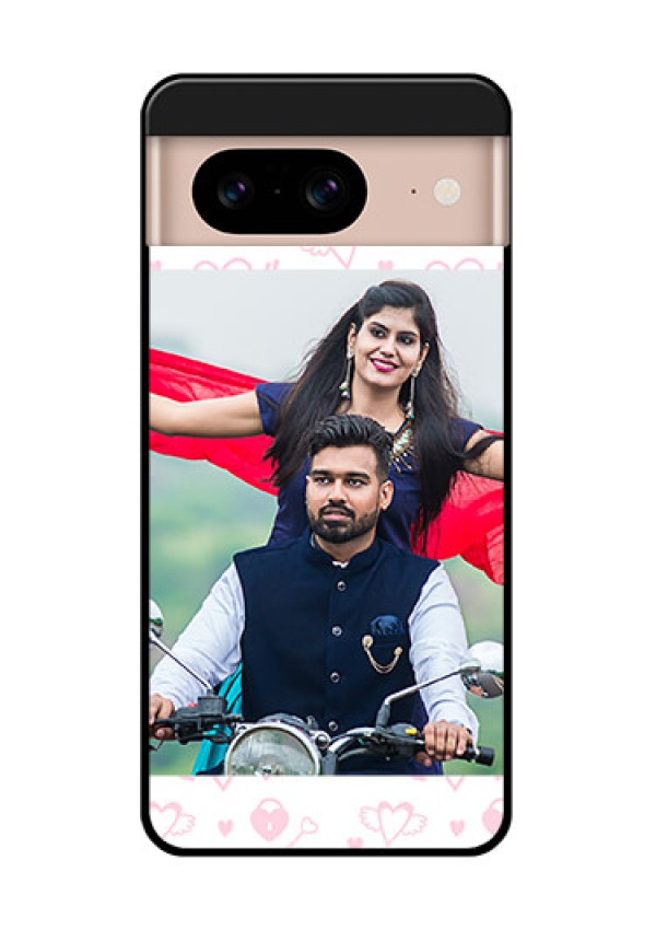 Google Pixel 8 5G Custom Glass Phone Case - Pink Flying Heart Design