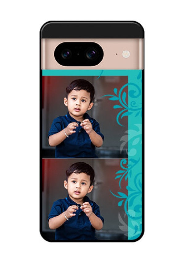 Google Pixel 8 5G Custom Glass Phone Case - With Photo And Green Floral Design