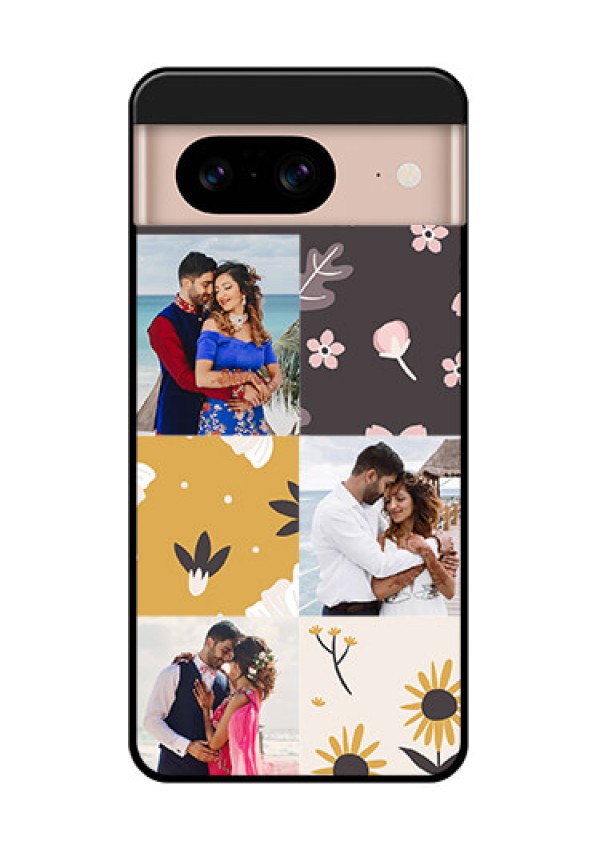Google Pixel 8 5G Custom Glass Phone Case - 3 Images With Floral Design