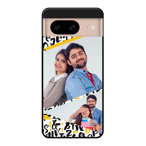 Google Pixel 8 5G Custom Glass Phone Case - Letters Pattern Design