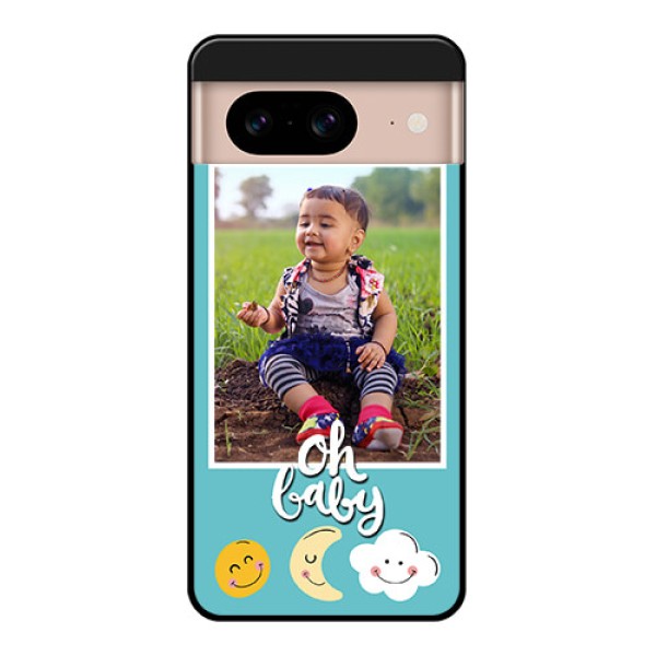 Google Pixel 8 5G Custom Glass Phone Case - Smiley Kids Stars Design
