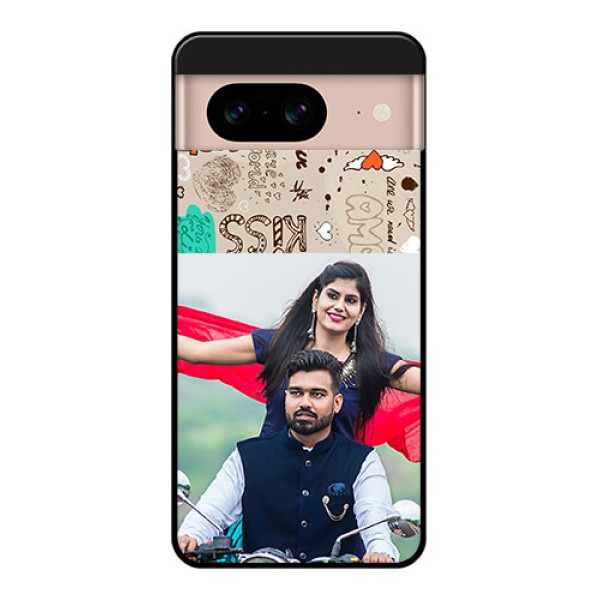 Google Pixel 8 5G Custom Glass Phone Case - Love Doodle Pattern
